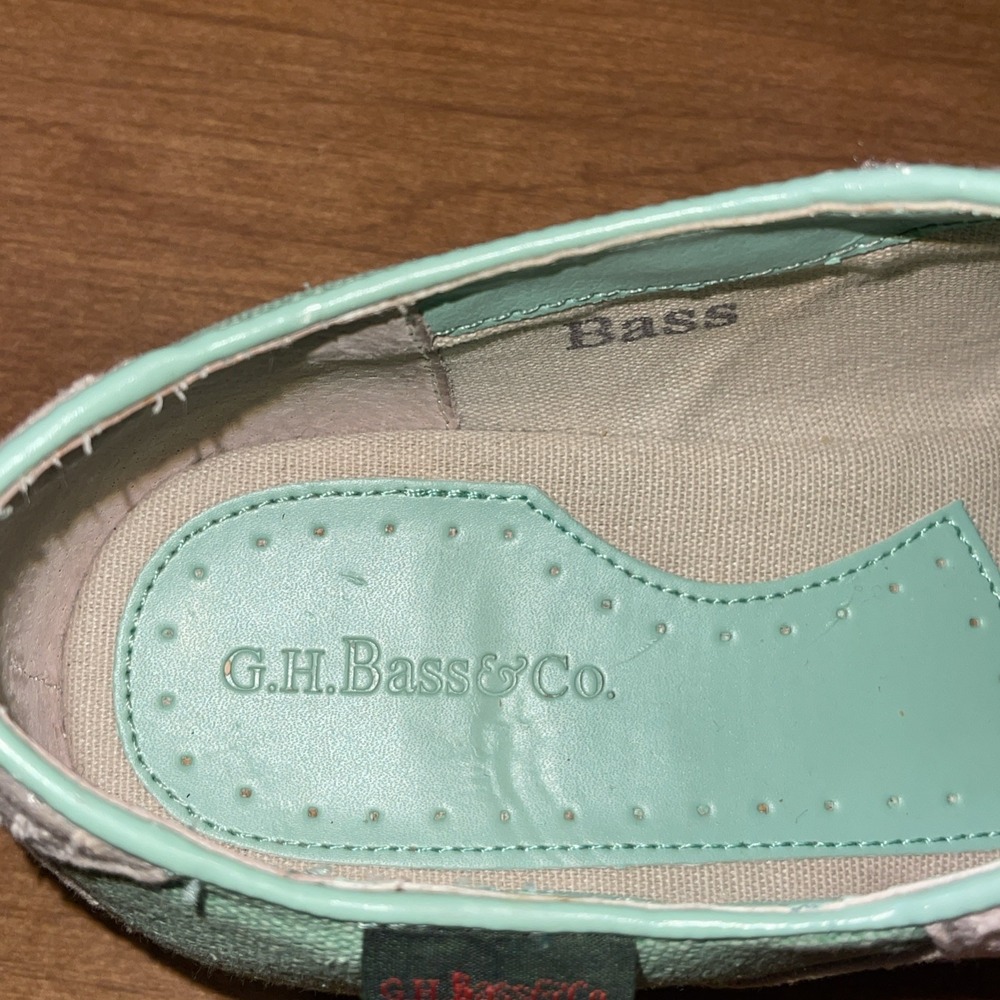 Vintage GH Bass Elizabeth Canvas Saddle Oxfords Shoes Women 8.5 Mint Green - Picture 10 of 10
